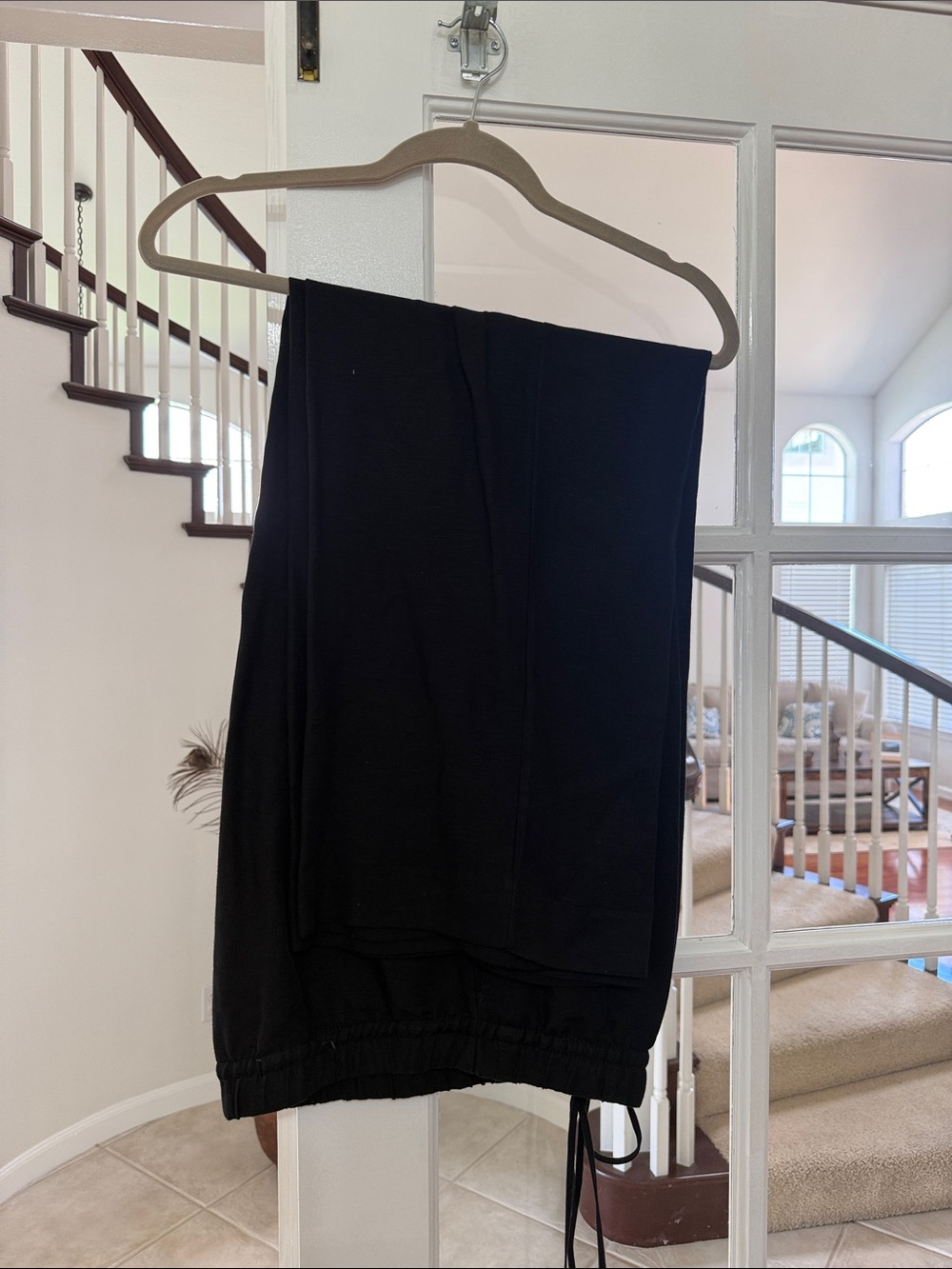 H&M NWOT Size M Black Women's Linen Blend Casual Drawstring Pants